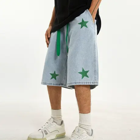 Nuthink国潮裤子潮牌男潮宽松牛仔裤男款夏季潮流五分裤休闲男裤图片