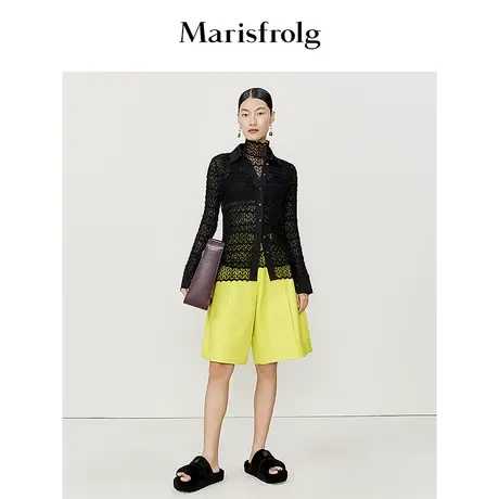 【能量色彩】玛丝菲尔时尚休闲荧光色系褶线修身显瘦A版短裤女图片