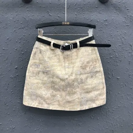 牛仔半身裙女2024春夏新款港风复古A字裙洋气百搭高腰包臀裙短裙图片