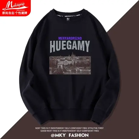 卫衣男高级感潮牌ins春秋圆领长袖休闲港风青少年2022款宽松衣服商品大图