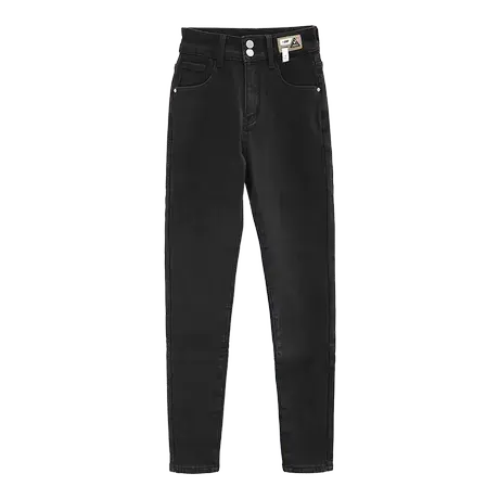 时尚气质加绒小脚裤2022年冬季新款女士简约高腰显瘦通勤牛仔长裤商品大图