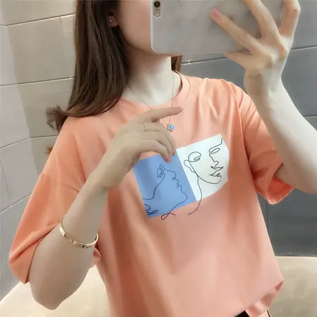 简约短袖t恤2023年新款女宽松韩版原宿风chic港味半袖上衣ins潮夏商品大图