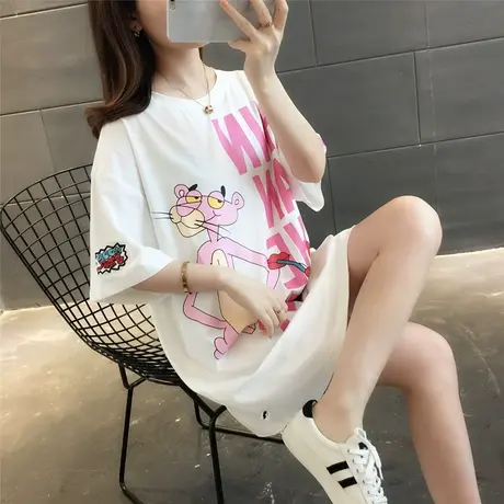 纯棉短袖T恤女装宽松2023年新款秋季洋气中长款设计感打底衫爆款商品大图