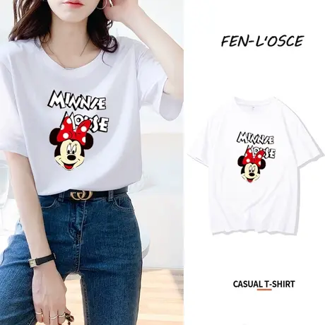 美式复古短袖t恤女2023年夏季新款半袖中学生宽松大码纯棉上衣潮商品大图