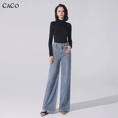 阔腿牛仔裤女长裤2023新款高腰设计感BF男友风帅气浅蓝色拖地裤商品大图