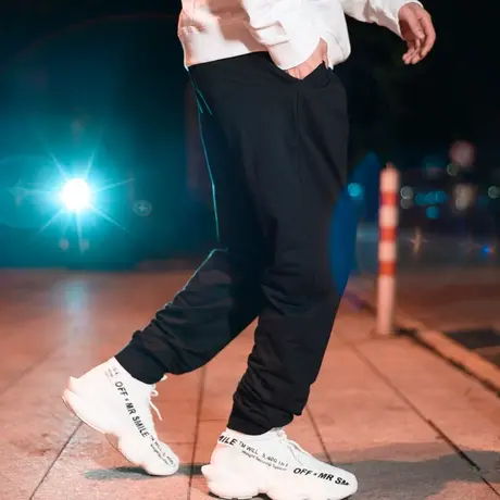 运动休闲裤男宽松大码长裤秋冬束脚卫裤纯棉季收口加绒加厚裤子潮图片