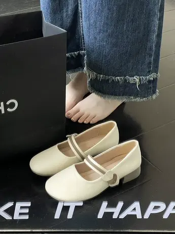 法式配裙子玛丽珍鞋女2023新款夏季晚风温柔小皮鞋一脚蹬粗跟单鞋商品大图