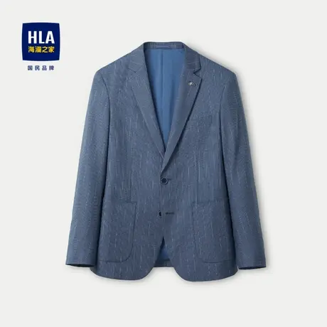 HLA/海澜之家时尚条纹休闲西服2024春夏新款修身平驳领商务外套男图片