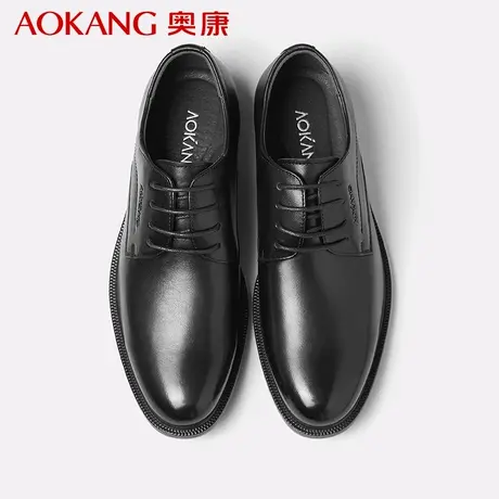 奥康男鞋冬季英伦加绒保暖商务正装皮鞋真皮内增高新郎结婚鞋增高商品大图