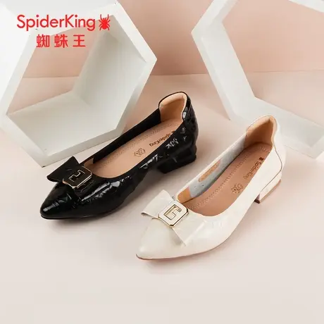 SPIDER KING/蜘蛛王女单鞋真皮2024春商场新款蝴蝶结仙女尖头浅口图片