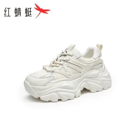 红蜻蜓厚底老爹鞋春秋季女鞋增高透气运动鞋软底轻便休闲鞋商品大图