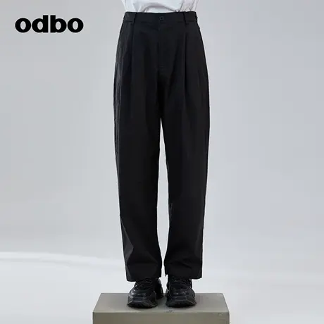 odbo/欧迪比欧时尚气质高级感黑色休闲裤女春季新款垂感西装裤子商品大图