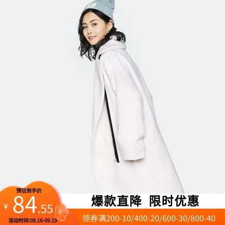 艾格冬季女装百搭休闲长袖中长款毛呢外套Y165商品大图