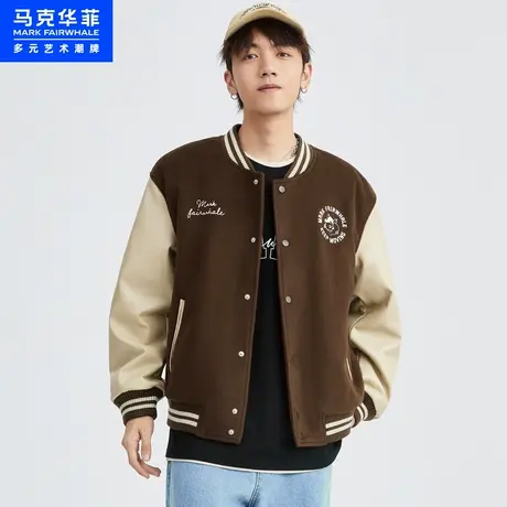 马克华菲卡通字母厚款棒球夹克棉服男冬季新款美式休闲外套图片