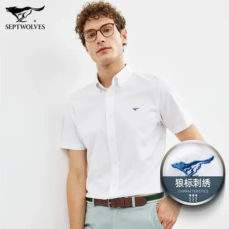 七匹狼狼族生活牛津布衬衫男2023夏季舒适透气易打理休闲商务衬衣商品大图