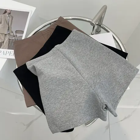 显瘦高腰骑行小短裤！松紧腰弹力棉修身内搭外穿运动健身打底热裤商品大图