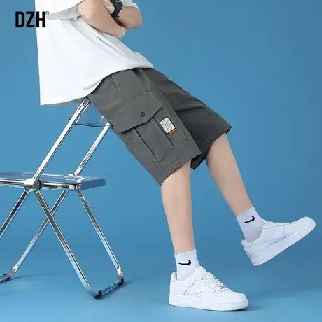 男生灰色港风工装短裤男夏季潮流外穿五分裤宽松运动裤2023年新款商品大图