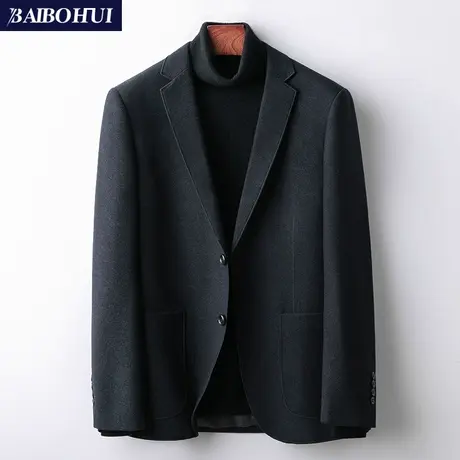 呢子西装外套男秋冬新款青年韩版帅气休闲小西服男修身潮流单上衣商品大图