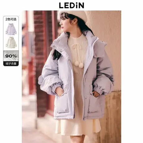 乐町蝴蝶结面包羽绒服冬甜美连帽羽绒外套C1ACD4525图片
