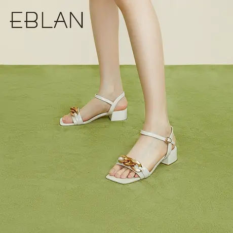 伊伴夏季女鞋时装凉鞋金属扣粗跟凉鞋职业通勤凉鞋气质法式小凉鞋商品大图