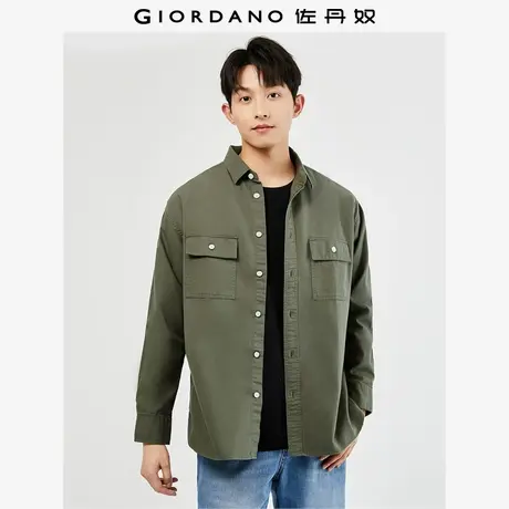 佐丹奴衬衫男装纯棉梭织工装贴袋长袖休闲衬衫 01044105商品大图