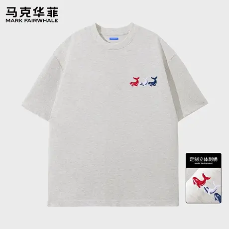 马克华菲2025新款短袖男款创意刺绣休闲绣花图案圆领男士短袖T恤商品大图