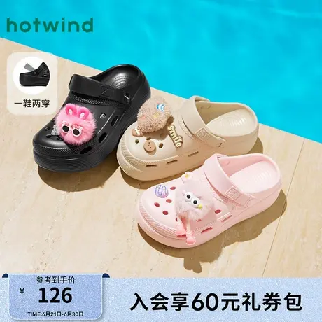 热风2025年夏季新款女士可爱卡通凉拖包头时尚洞洞鞋商品大图