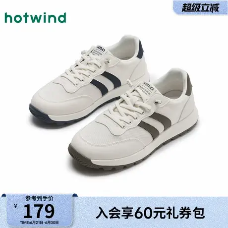 热风男鞋2025年春季新款男士时尚圆头运动休闲鞋系带拼色舒适鞋子商品大图