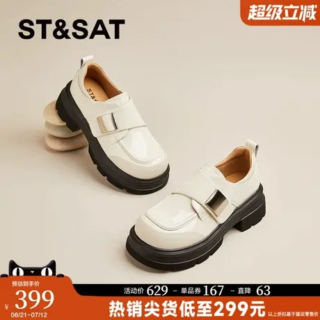 星期六厚底松糕小皮鞋女2025新款春季配裙子粗跟增高乐福鞋女单鞋商品大图