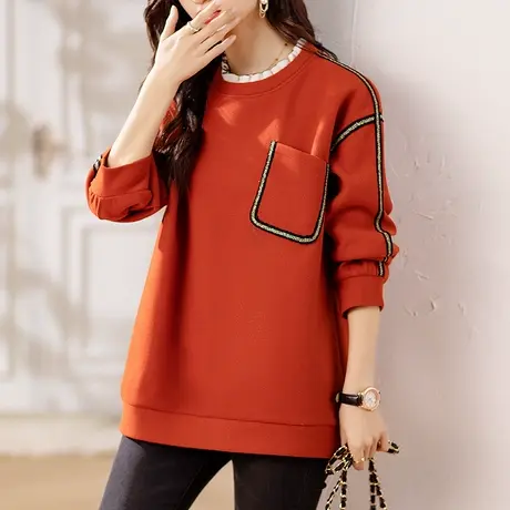 春秋季假两件卫衣女宽松加大码女装中年妈妈洋气休闲百搭显瘦上衣商品大图