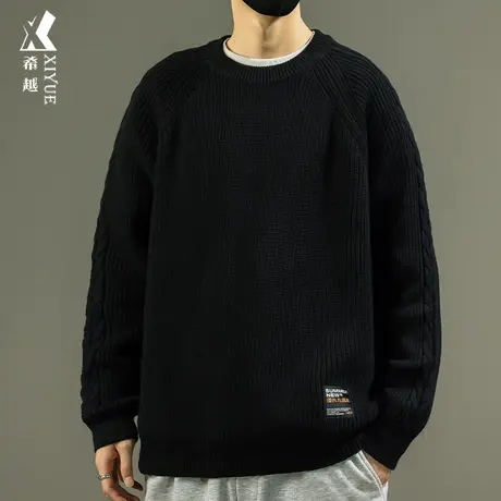 圆领针织毛衣男胖子加大加肥内搭打底衫男士线衣2023秋季新款潮流商品大图