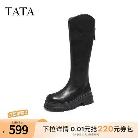 蔡文静同款TATA他她软糖靴弹力靴长筒靴加绒骑士靴高筒靴CE301DG5商品大图