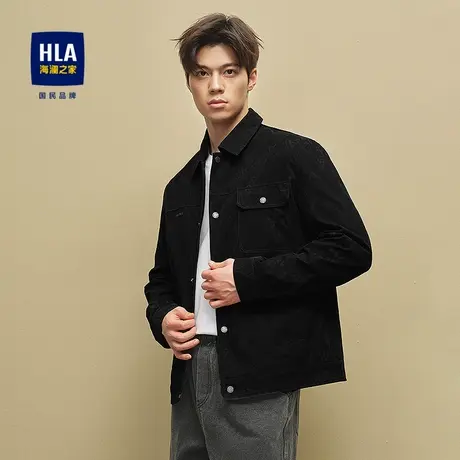 HLA/海澜之家满身印花夹克25秋季植绒保暖字母时尚刺绣外套男图片