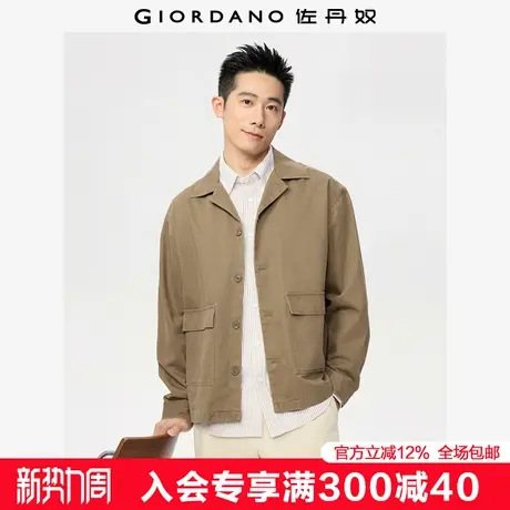 佐丹奴古巴领衬衫男秋冬新款纯棉工装口袋休闲衬衣男长袖01045118图片