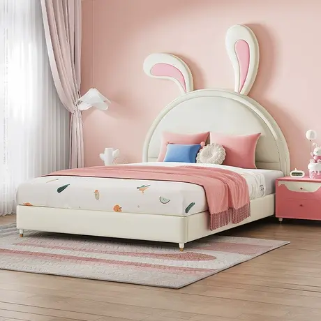 顾家家居硅胶软床布床高弹软包靠包兔子童趣男孩女孩床022商品大图