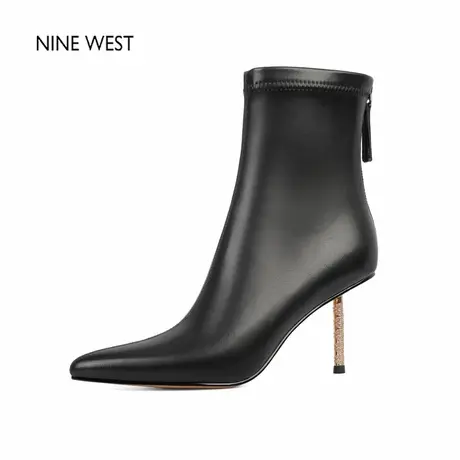 奥莱专供Nine West/玖熙法式复古尖头弹力瘦瘦靴女袜靴高跟短靴冬图片