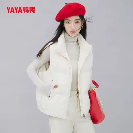鸭鸭羽绒马甲女2023冬季新品立领短款简约宽松百搭茧型上衣J图片