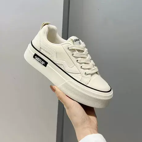 小众设计低帮板鞋女ins潮2023新款百搭厚度帆布鞋女轻便软底女鞋图片