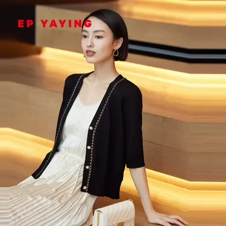 EP雅莹女装 五分袖短袖休闲上衣 针织开衫 商场同款9145A图片