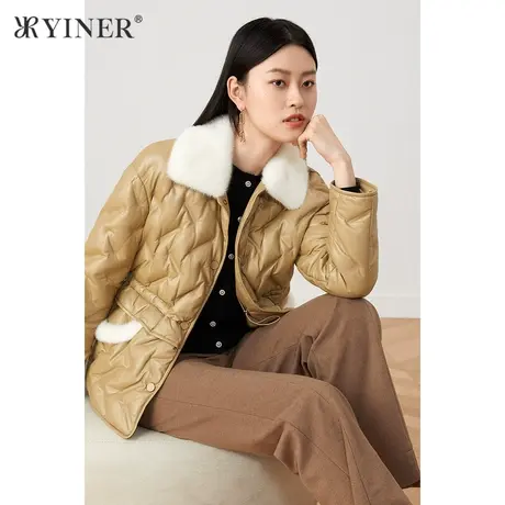 *YINER音儿线上专选女装冬季水貂毛领真皮羽绒服商品大图