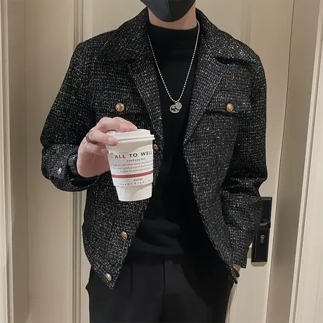 秋冬复古潮牌小香风外套时尚韩版网红西装领高级感翻领夹克上衣潮商品大图