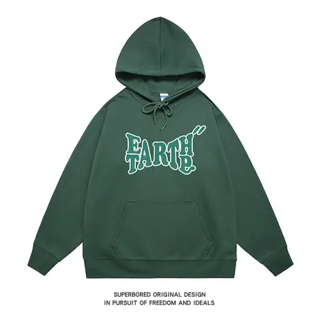 美式休闲潮牌复古字母印花卫衣男秋冬宽松连帽上衣情侣装帽衫商品大图