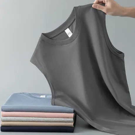 纯棉无袖t恤男士背心2024新款夏季宽松健身运动篮球坎肩宽肩汗衫商品大图