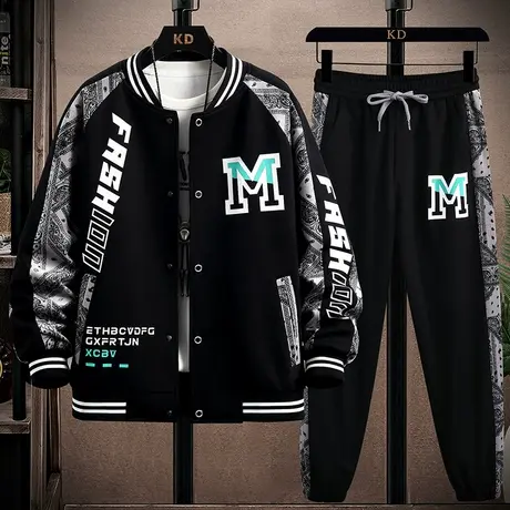 青少年棒球服外套男套装潮牌初中高中学生秋装春秋季潮流帅气夹克商品大图