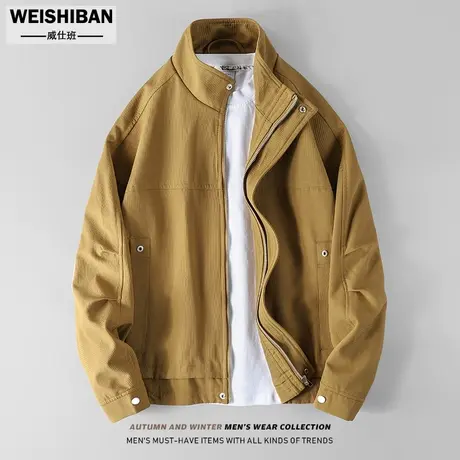 美式潮牌痞帅工装夹克男春秋季新款宽松立领百搭山系冲锋衣外套潮商品大图