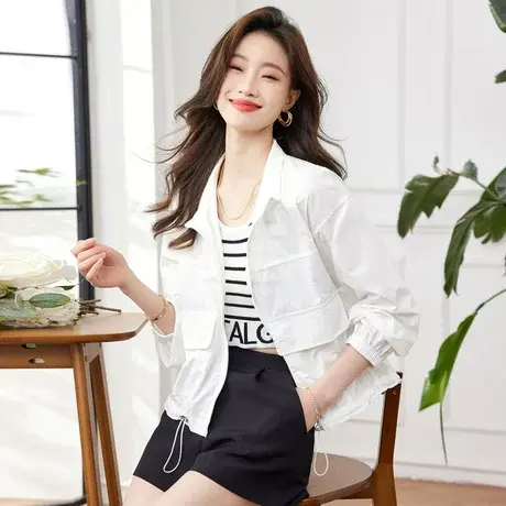 时尚气质休闲外套2023年夏季新款女士简约宽松显瘦通勤上衣商品大图