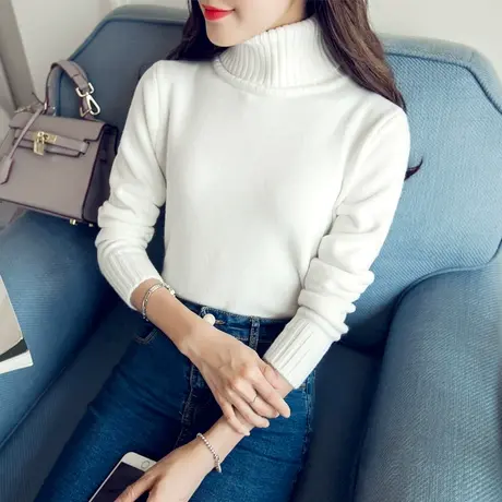 2023秋冬新款短款高领毛衣女套头百搭打底针织衫长袖加厚修身冬季图片