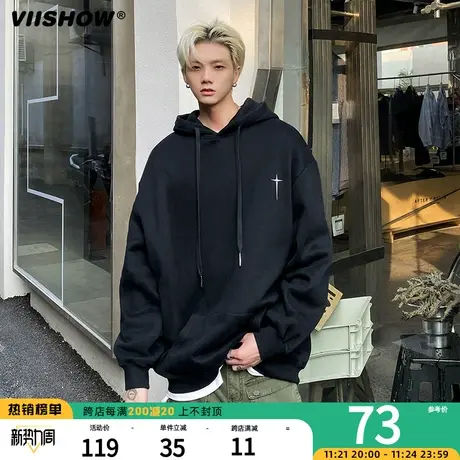 VIISHOW美式复古连帽卫衣男春秋季新款潮牌痞帅重磅宽松高级上衣图片
