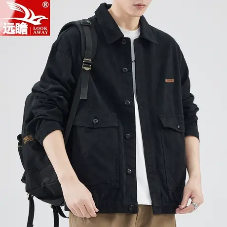 男士外套2023春秋季新款纯棉格子夹克男百搭潮牌工装休闲上衣男款商品大图