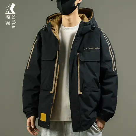 高级感羽绒服男大码加肥加大2023冬季新款白鸭绒男士潮牌工装外套商品大图